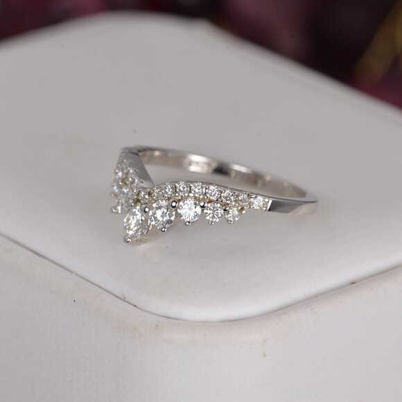 Moissanite Certified Stack Ring Guard Ring Band Ring 925 Sterling Silver - Picture 2 of 4